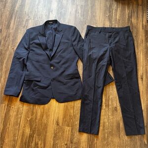 Express Men’s Navy Blue Extra Slim Suit Jacket & Pants 42L / 32x32